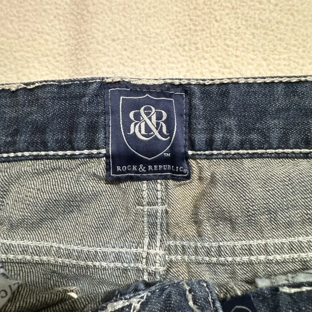 Rock and Republic Jeans Men's Size 36x34 Straight Leg Dark Wash Rebellion R5101
